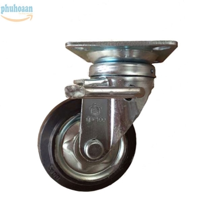 Bánh xe HBN100 cao su khóa 2