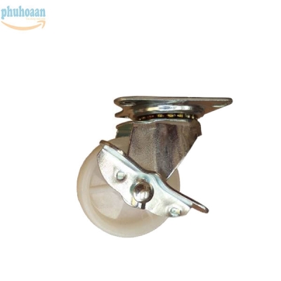 Bánh xe TQR40 cao su nhựa trắng khóa