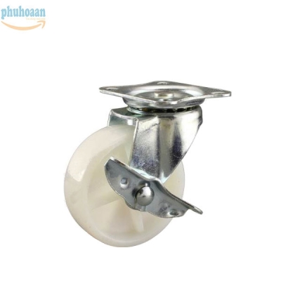 Bánh xe TQR75 nhựa trắng khóa