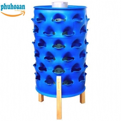 Tháp trồng rau sạch bằng thùng nhựa