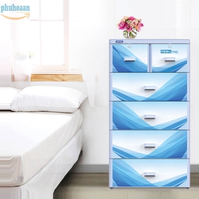 Tủ nhựa MINA size L họa tiết xanh dương DT