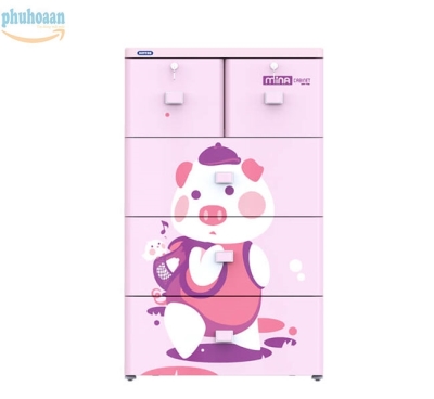 Tủ nhựa MINA họa tiết màu hồng DT 