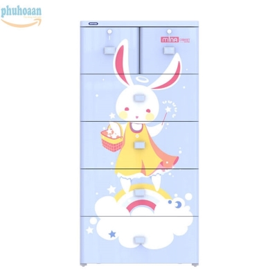 Tủ nhựa MINA họa tiết màu xanh dương DT