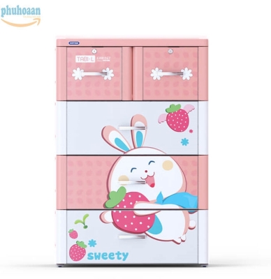 Tủ nhựa TABI size L họa tiết thỏ trắng DT