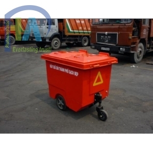Xe đẩy rác 660 lít bánh nhỏ